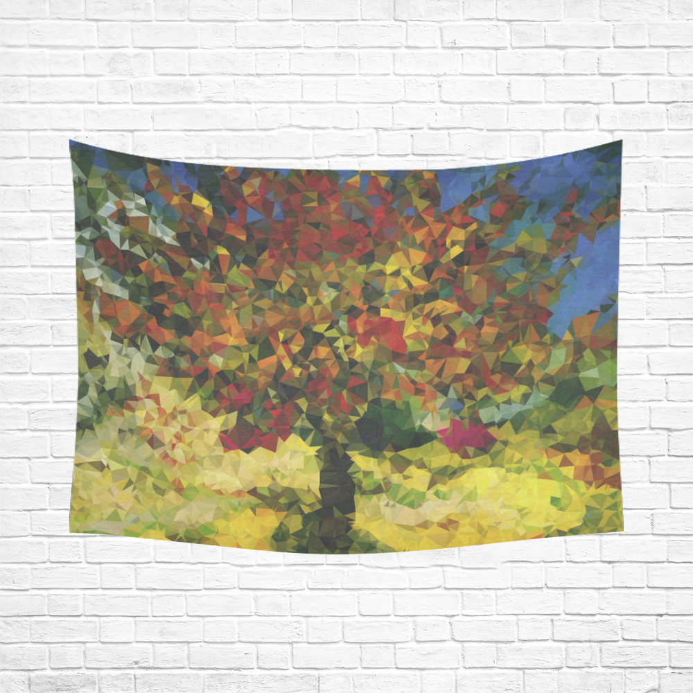 Van Gogh Mulberry Tree Abstract Triangles Cotton Linen Wall Tapestry 80"x 60"