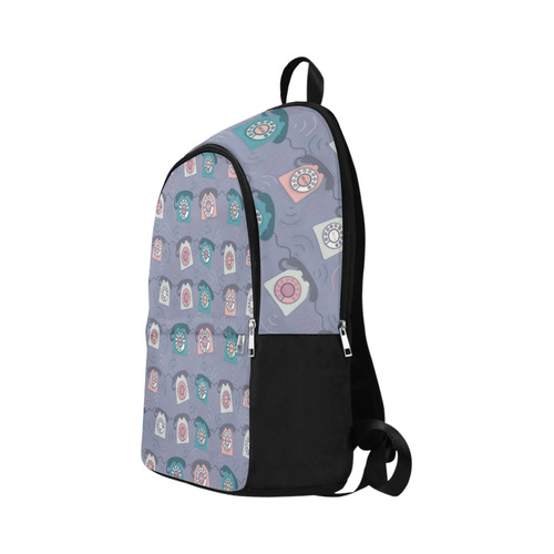 Retro Phone Pattern - Pink and Purple Fabric Backpack for Adult (Model 1659)