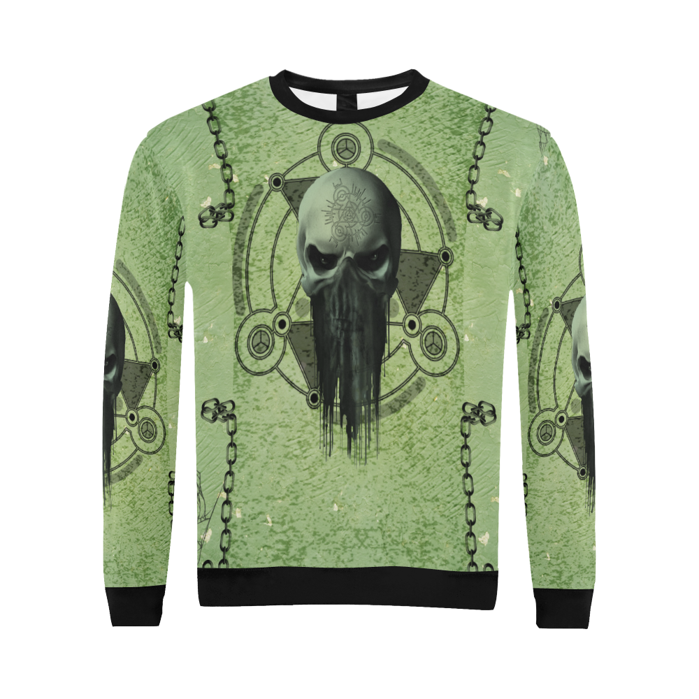 Scary skull All Over Print Crewneck Sweatshirt for Men/Large (Model H18)