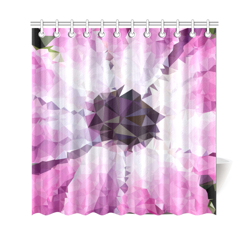 Pink Flower Floral Geometric Triangles Shower Curtain 69"x70"
