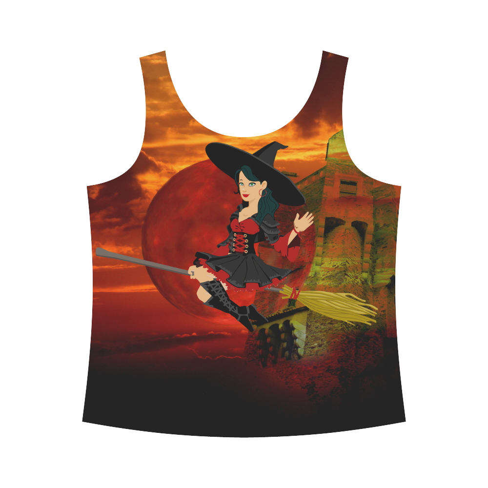 Witch and Red Moon All Over Print Tank Top for Women (Model T43)