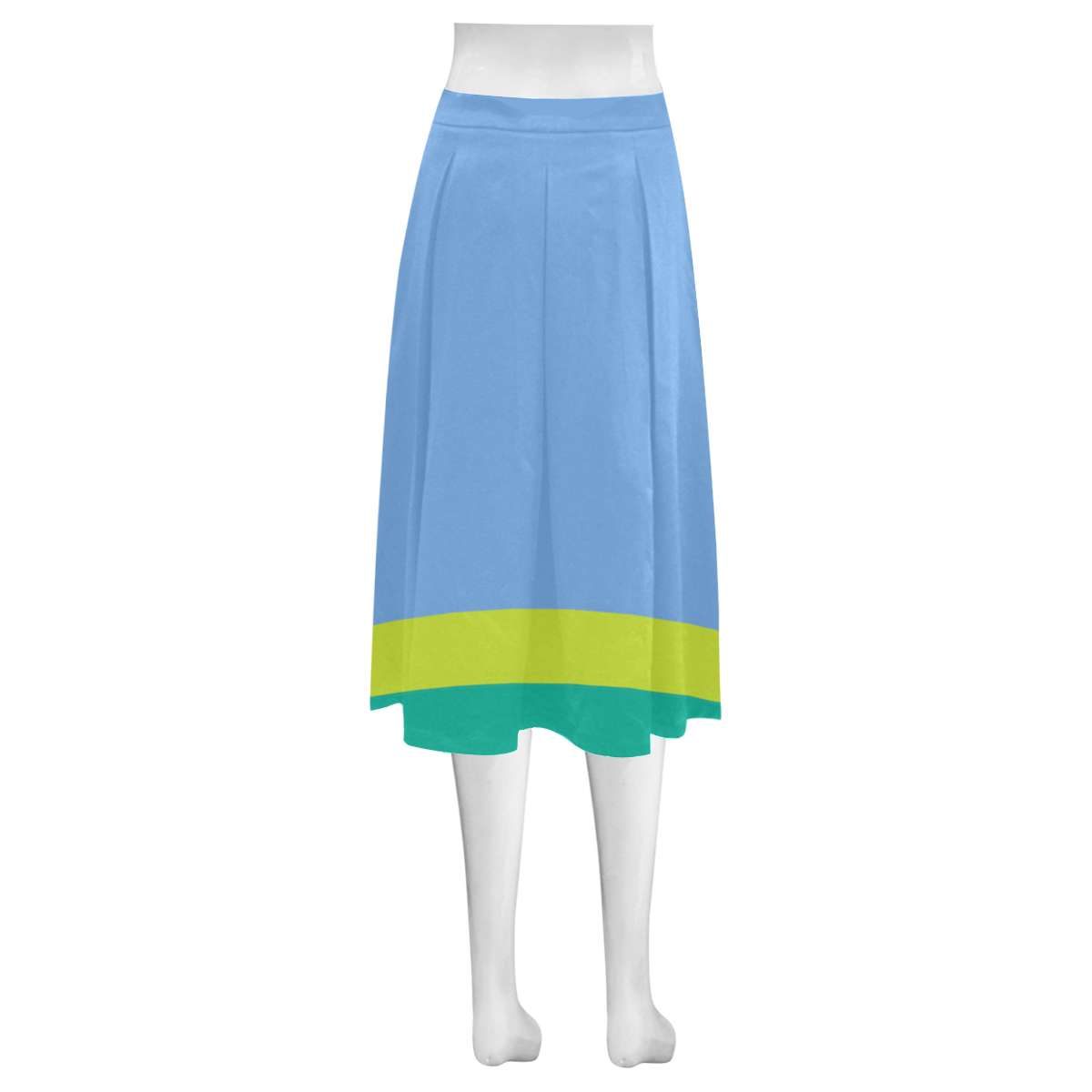 Three Tiered Color Mnemosyne Skirt Mnemosyne Women's Crepe Skirt (Model D16)