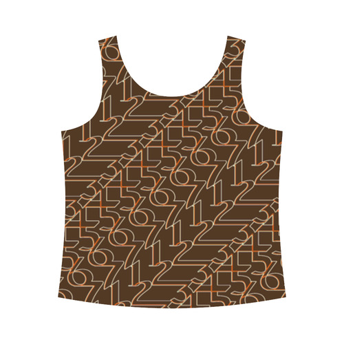 NUMBERS Collection Women 1234567 t-top brw/gold All Over Print Tank Top for Women (Model T43)