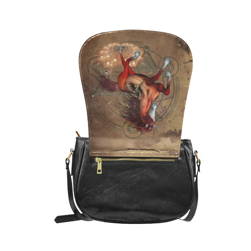 Wonderful horse with skull, red colors Classic Saddle Bag/Small (Model 1648)