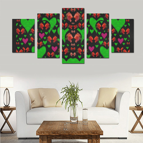 love hearts and roses Canvas Print Sets D (No Frame)
