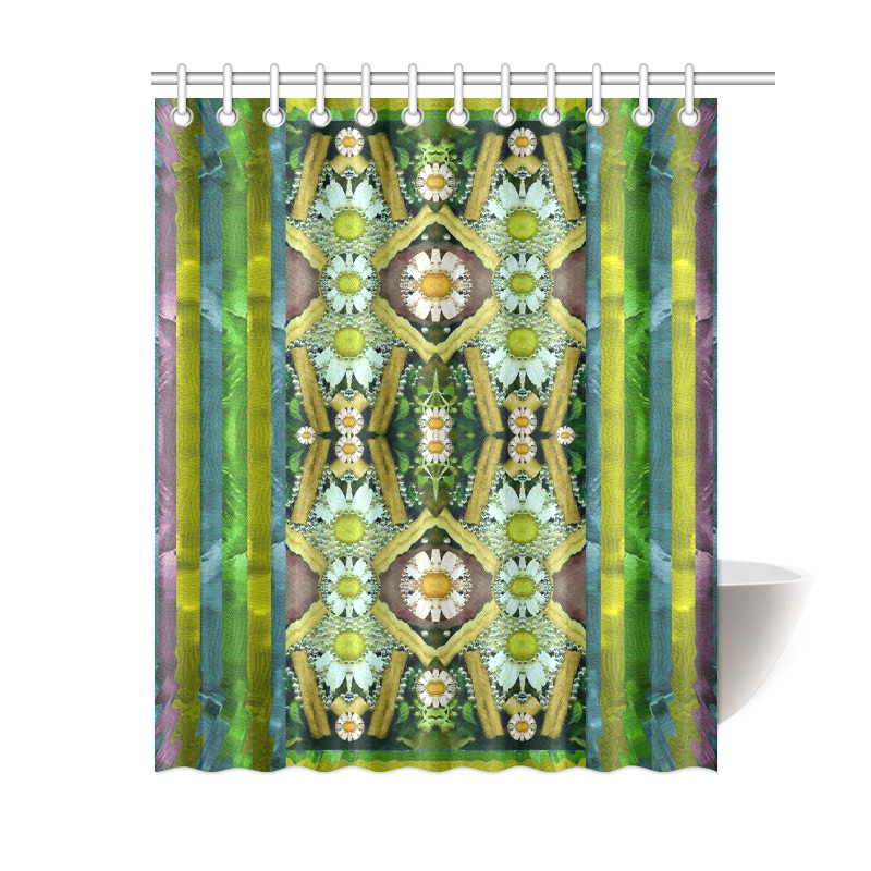 Bread sticks and fantasy flowers in a rainbow Shower Curtain 60"x72"