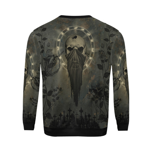 The creepy skull with spider All Over Print Crewneck Sweatshirt for Men/Large (Model H18)