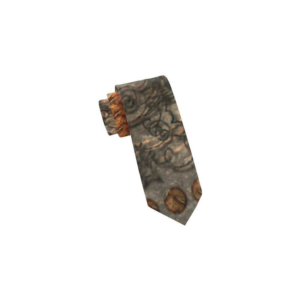 Steampuink, rusty heart with clocks and gears Classic Necktie (Two Sides)