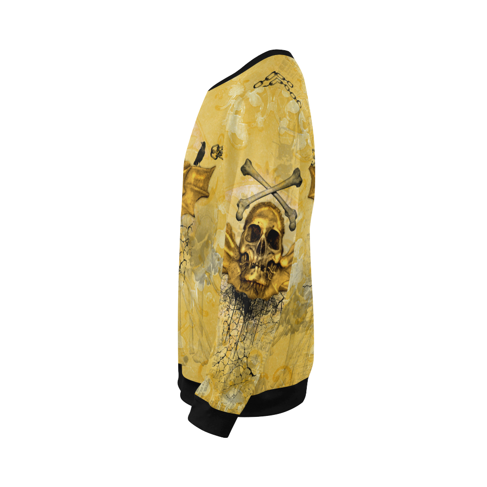Awesome skull in golden colors All Over Print Crewneck Sweatshirt for Men/Large (Model H18)