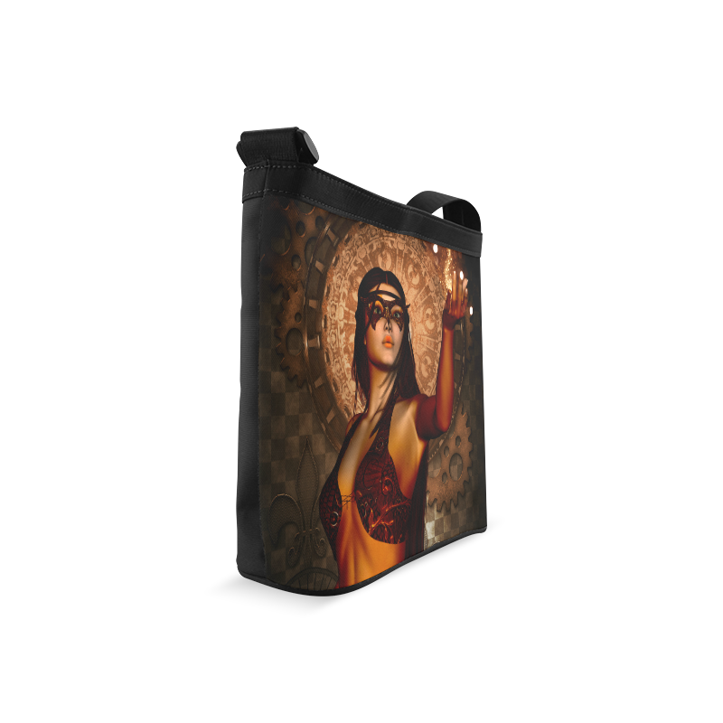 Steampunk lady with mask Crossbody Bags (Model 1613)