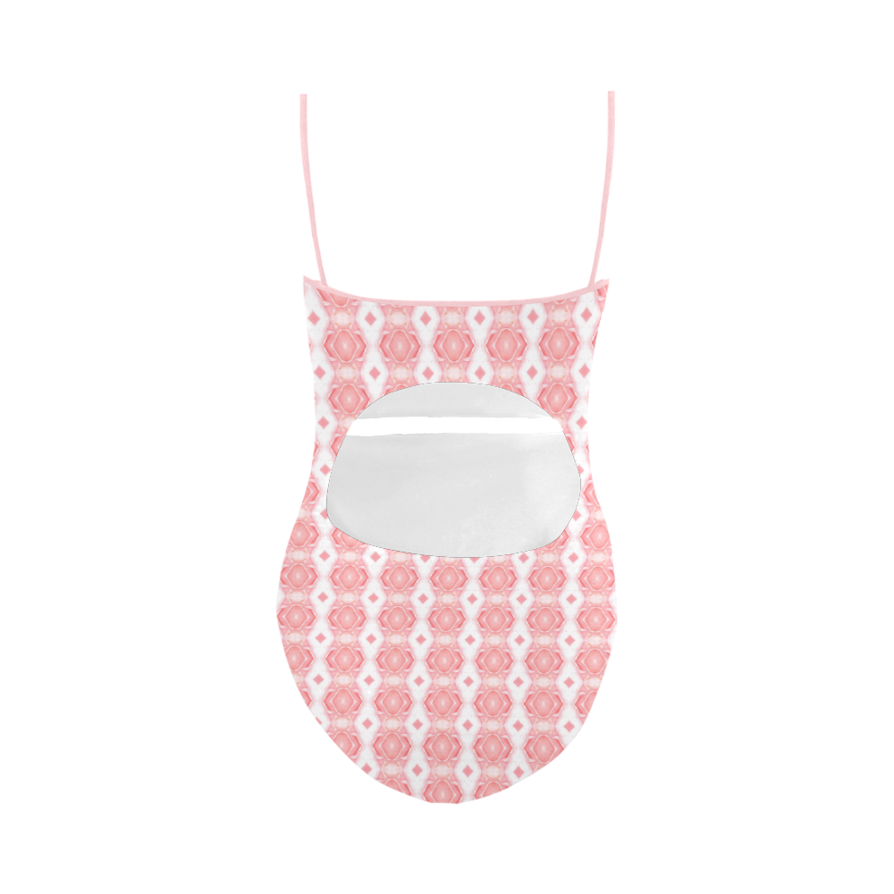 pink double diamond stripe Strap Swimsuit ( Model S05)