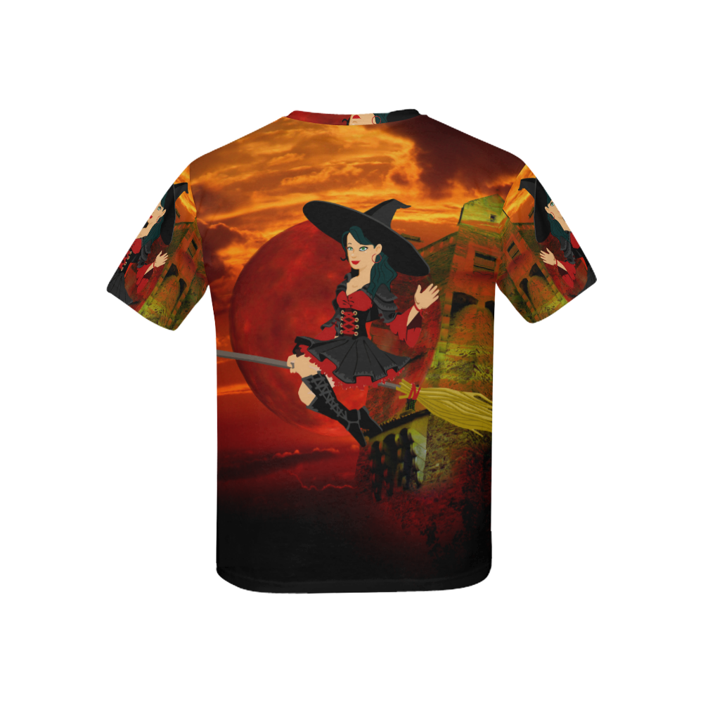 Witch and Red Moon Kids' All Over Print T-shirt (USA Size) (Model T40)