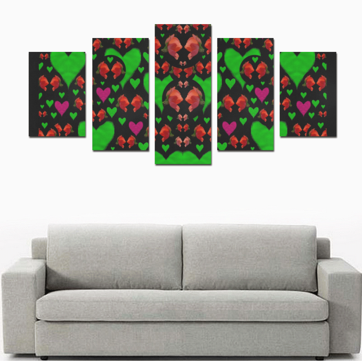 love hearts and roses Canvas Print Sets D (No Frame)
