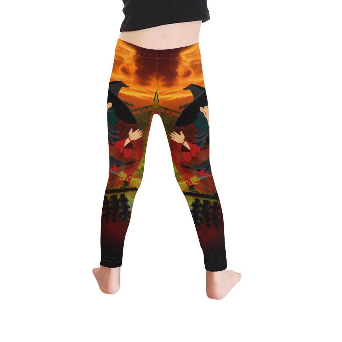 Witch and Red Moon Kid's Ankle Length Leggings (Model L06)