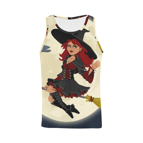 Funny Witch and Cat All Over Print Tank Top for Men (Model T43)