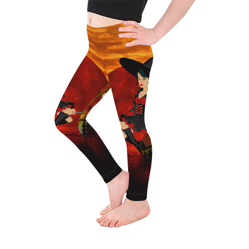 Witch and Red Moon Kid's Ankle Length Leggings (Model L06)