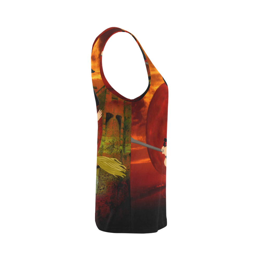 Witch and Red Moon All Over Print Tank Top for Women (Model T43)