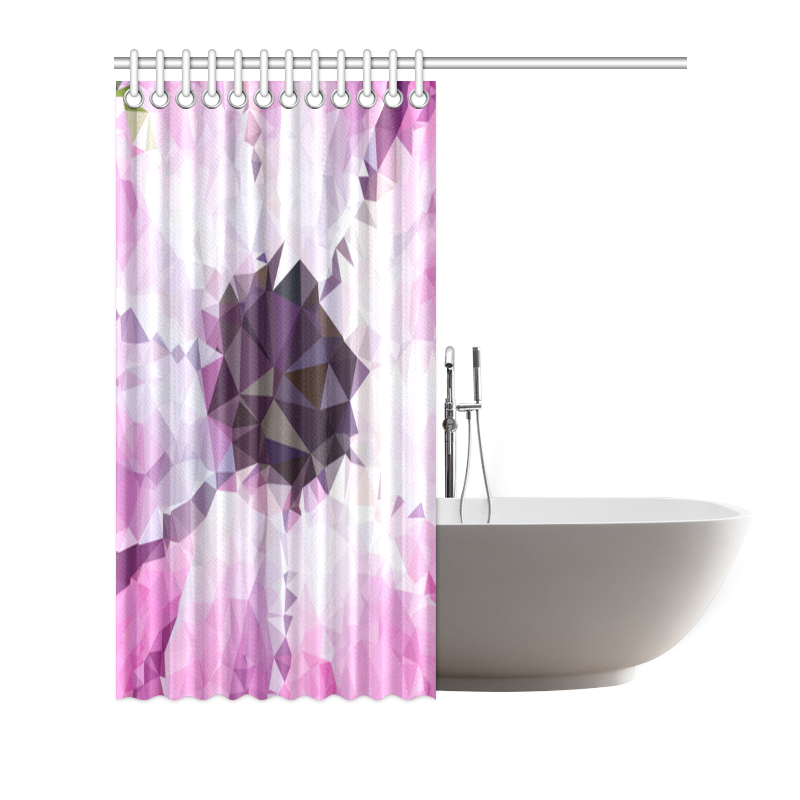 Pink Flower Floral Geometric Triangles Shower Curtain 72"x72"