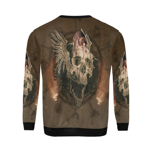 Awesome skull with rat All Over Print Crewneck Sweatshirt for Men/Large (Model H18)