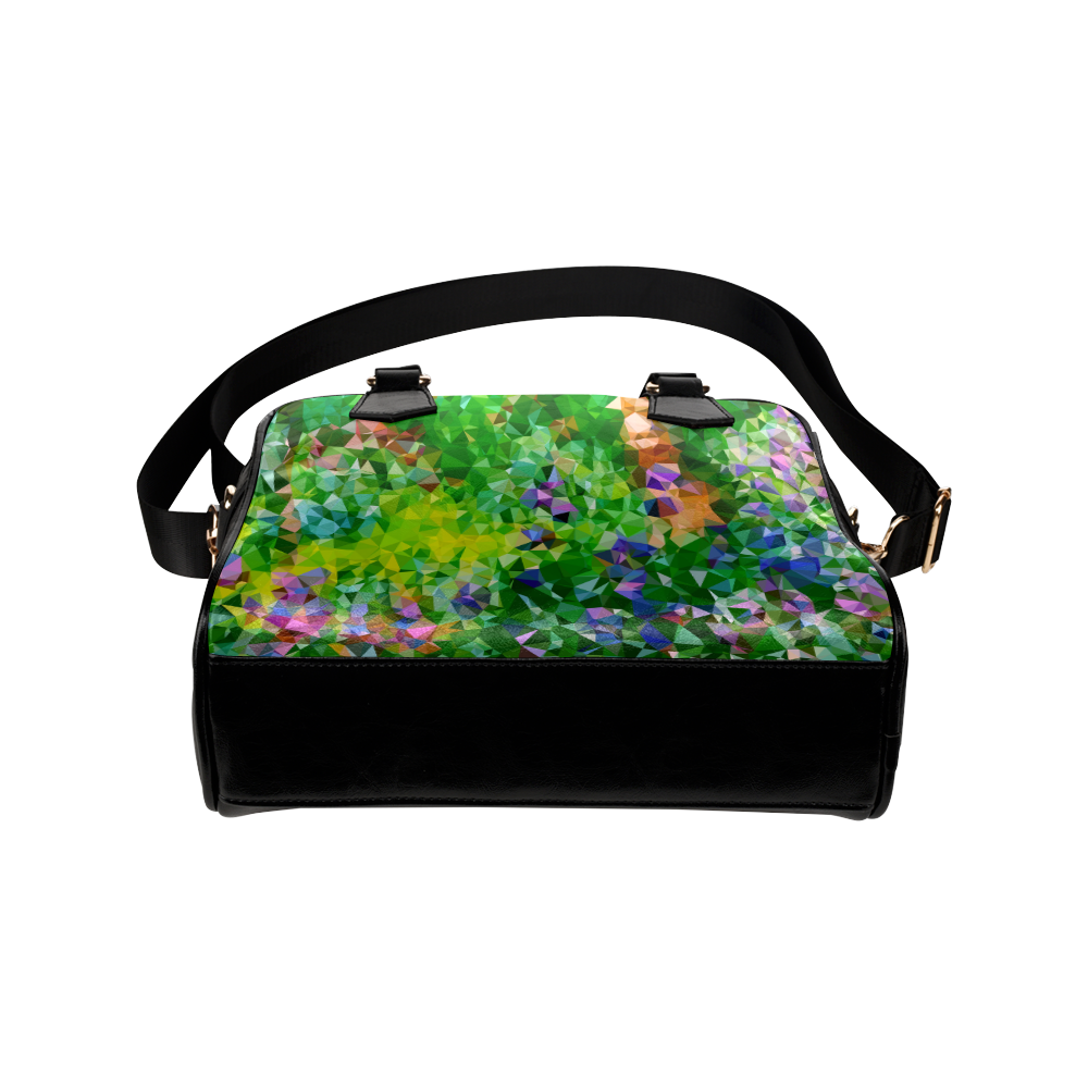 Geometric Triangles Floral Garden after Monet Shoulder Handbag (Model 1634)