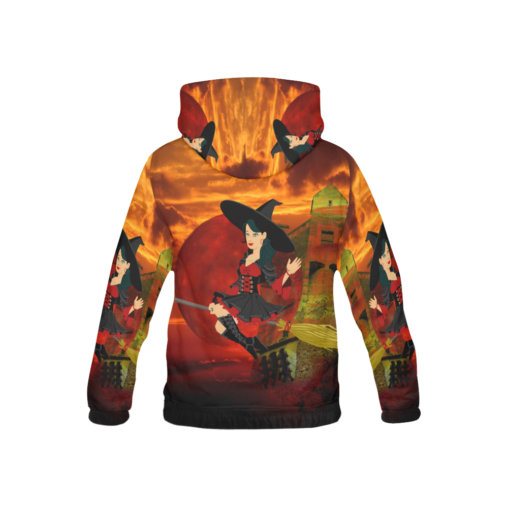 Witch and Red Moon All Over Print Hoodie for Kid (USA Size) (Model H13)