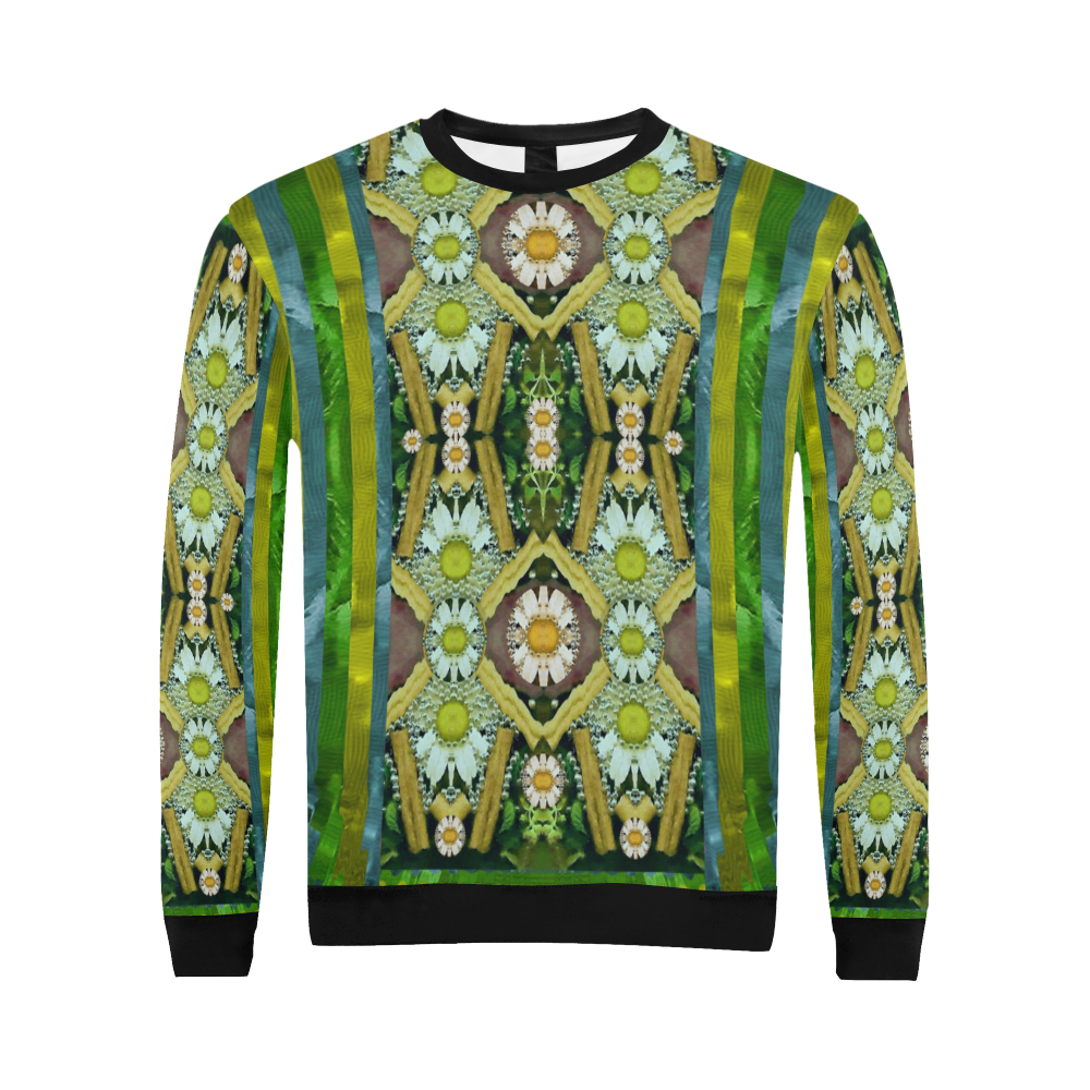 Bread sticks and fantasy flowers in a rainbow All Over Print Crewneck Sweatshirt for Men (Model H18)