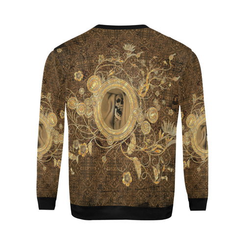 Awesome skull on a button All Over Print Crewneck Sweatshirt for Men/Large (Model H18)
