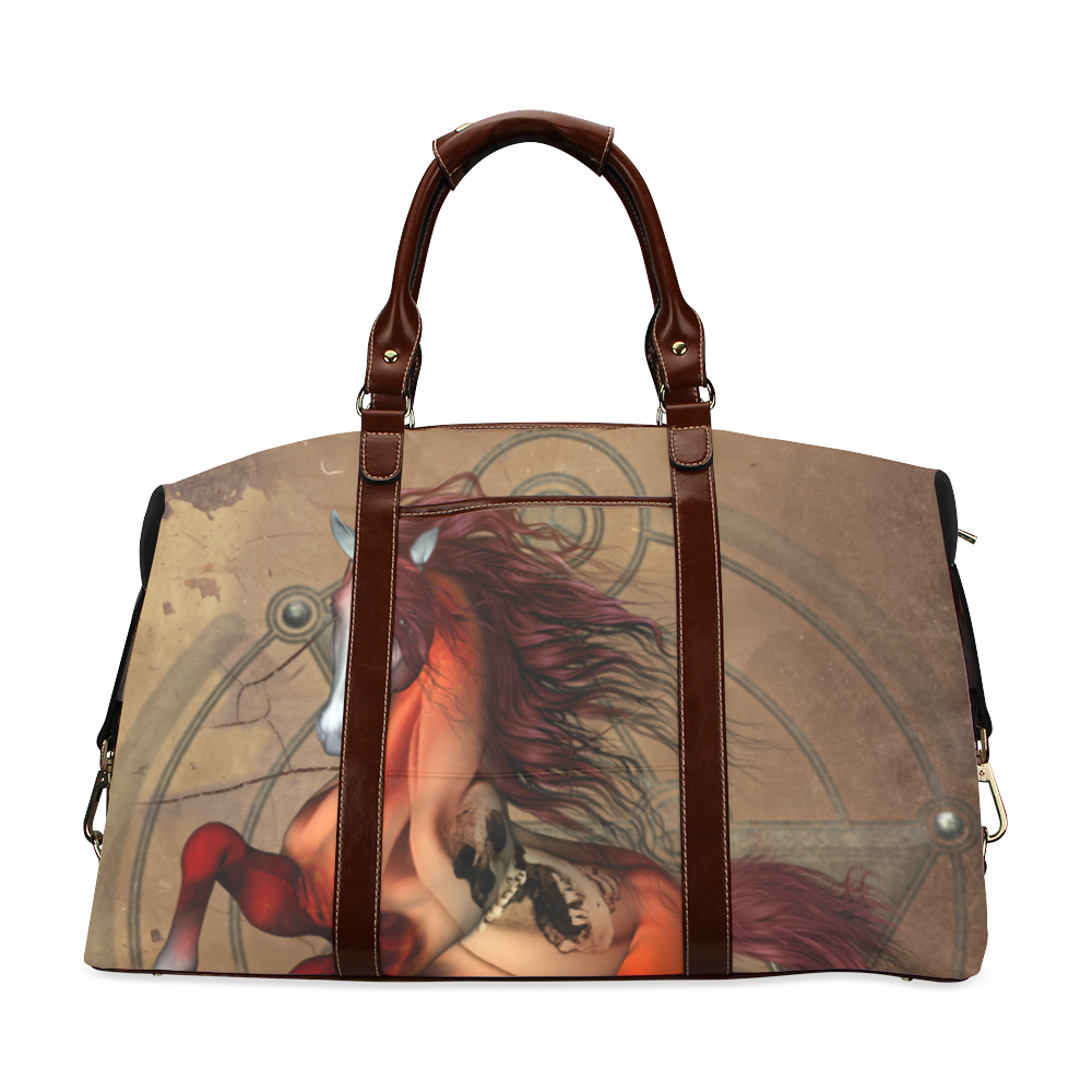 Wonderful horse with skull, red colors Classic Travel Bag (Model 1643) Remake