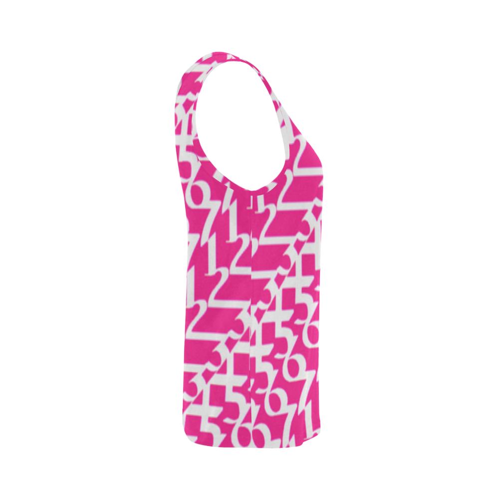 NUMBERS Collection Women 1234567 t-top pink/wht All Over Print Tank Top for Women (Model T43)
