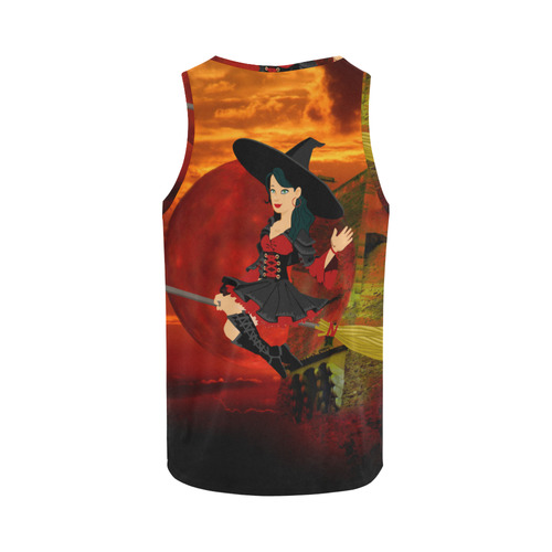 Witch and Red Moon All Over Print Tank Top for Women (Model T43)