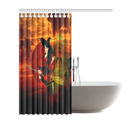 Witch and Red Moon Shower Curtain 72"x72"