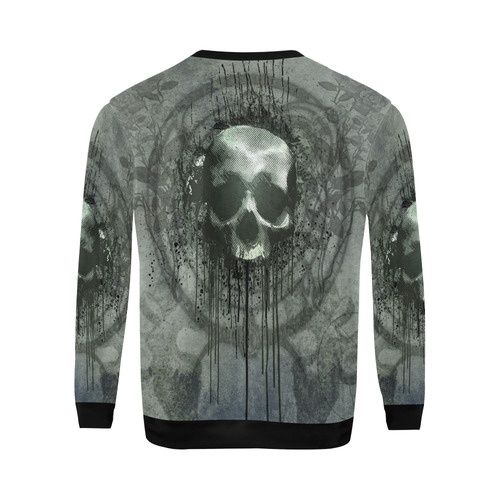 Awesome skull with bones and grunge All Over Print Crewneck Sweatshirt for Men/Large (Model H18)