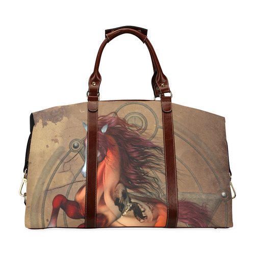Wonderful horse with skull, red colors Classic Travel Bag (Model 1643) Remake