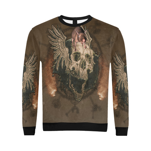 Awesome skull with rat All Over Print Crewneck Sweatshirt for Men/Large (Model H18)