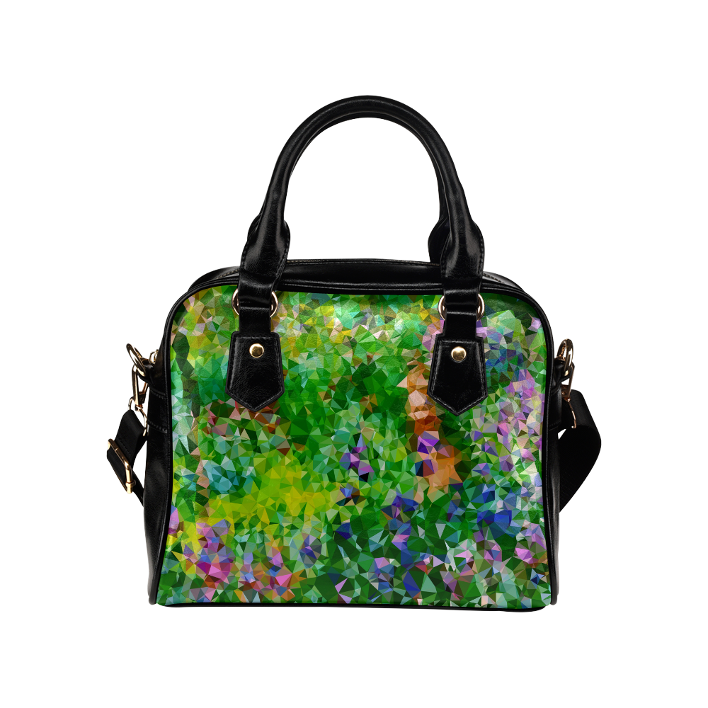 Geometric Triangles Floral Garden after Monet Shoulder Handbag (Model 1634)