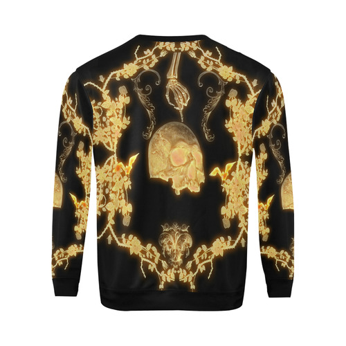 Yellow skull All Over Print Crewneck Sweatshirt for Men/Large (Model H18)