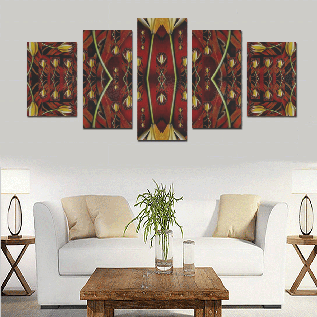 fantasy flowers and leather in a world of harmony Canvas Print Sets D (No Frame)