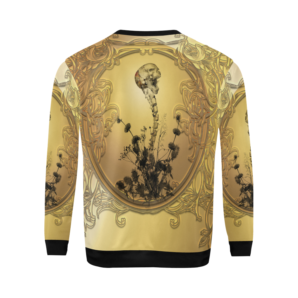 Awesome golden skull All Over Print Crewneck Sweatshirt for Men/Large (Model H18)