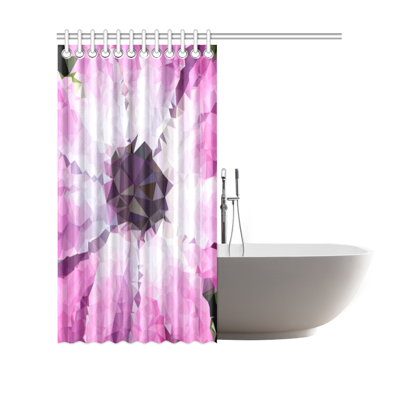 Pink Flower Floral Geometric Triangles Shower Curtain 69"x70"