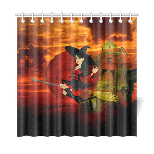 Witch and Red Moon Shower Curtain 72"x72"