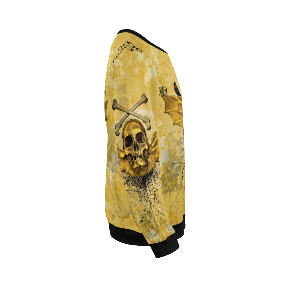 Awesome skull in golden colors All Over Print Crewneck Sweatshirt for Men/Large (Model H18)