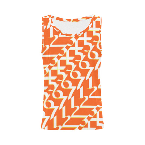 NUMBERS Collection Women 1234567 T-top org/white All Over Print Tank Top for Women (Model T43)