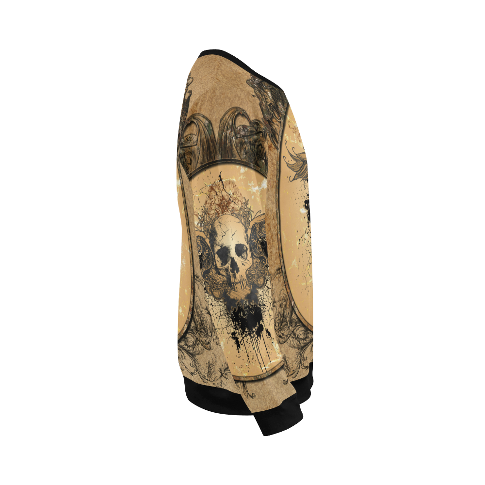 Awesome skull with wings and grunge All Over Print Crewneck Sweatshirt for Men/Large (Model H18)