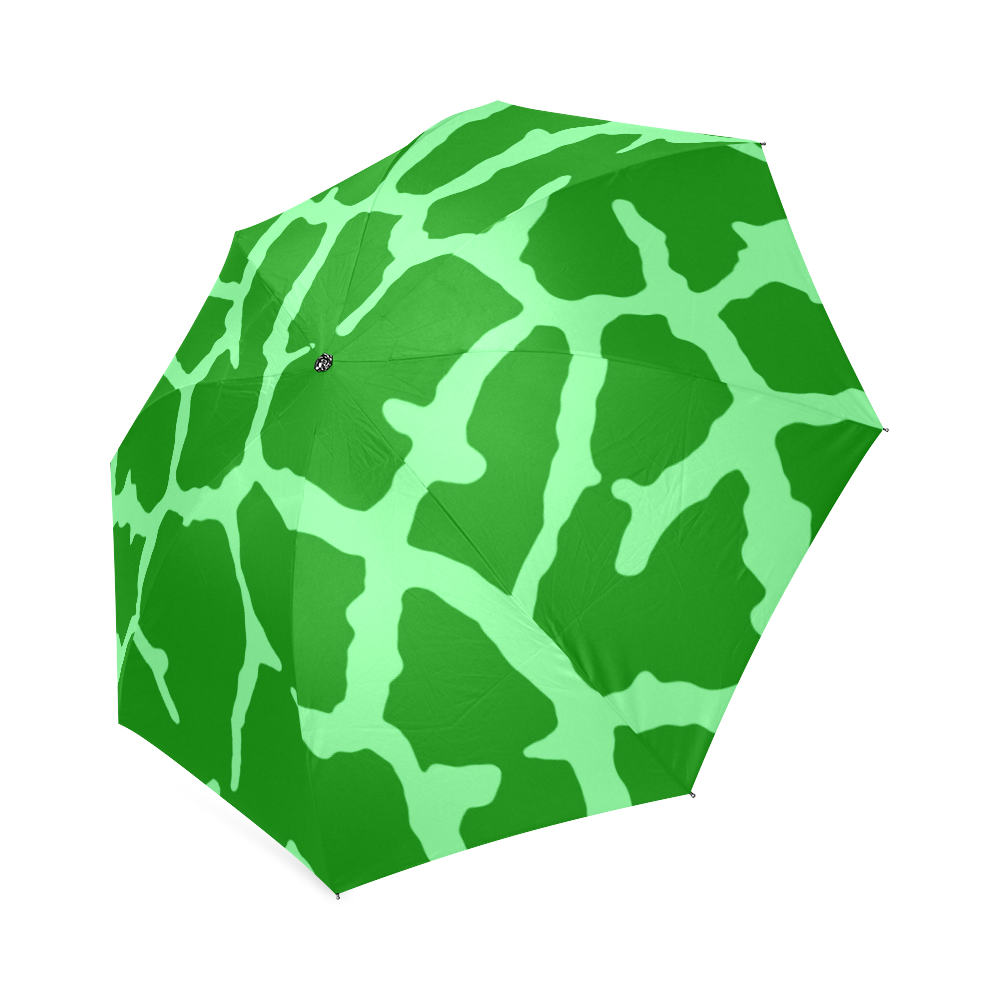Green Giraffe Print Foldable Umbrella (Model U01)