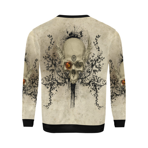Amazing skull with wings,red eye All Over Print Crewneck Sweatshirt for Men/Large (Model H18)