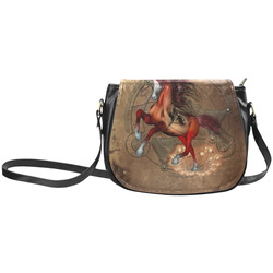 Wonderful horse with skull, red colors Classic Saddle Bag/Large (Model 1648)