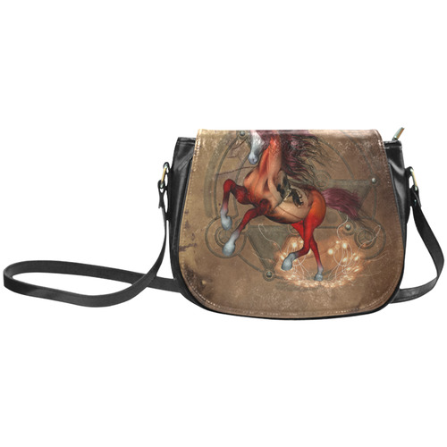 Wonderful horse with skull, red colors Classic Saddle Bag/Large (Model 1648)