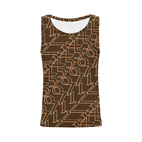 NUMBERS Collection Women 1234567 t-top brw/gold All Over Print Tank Top for Women (Model T43)