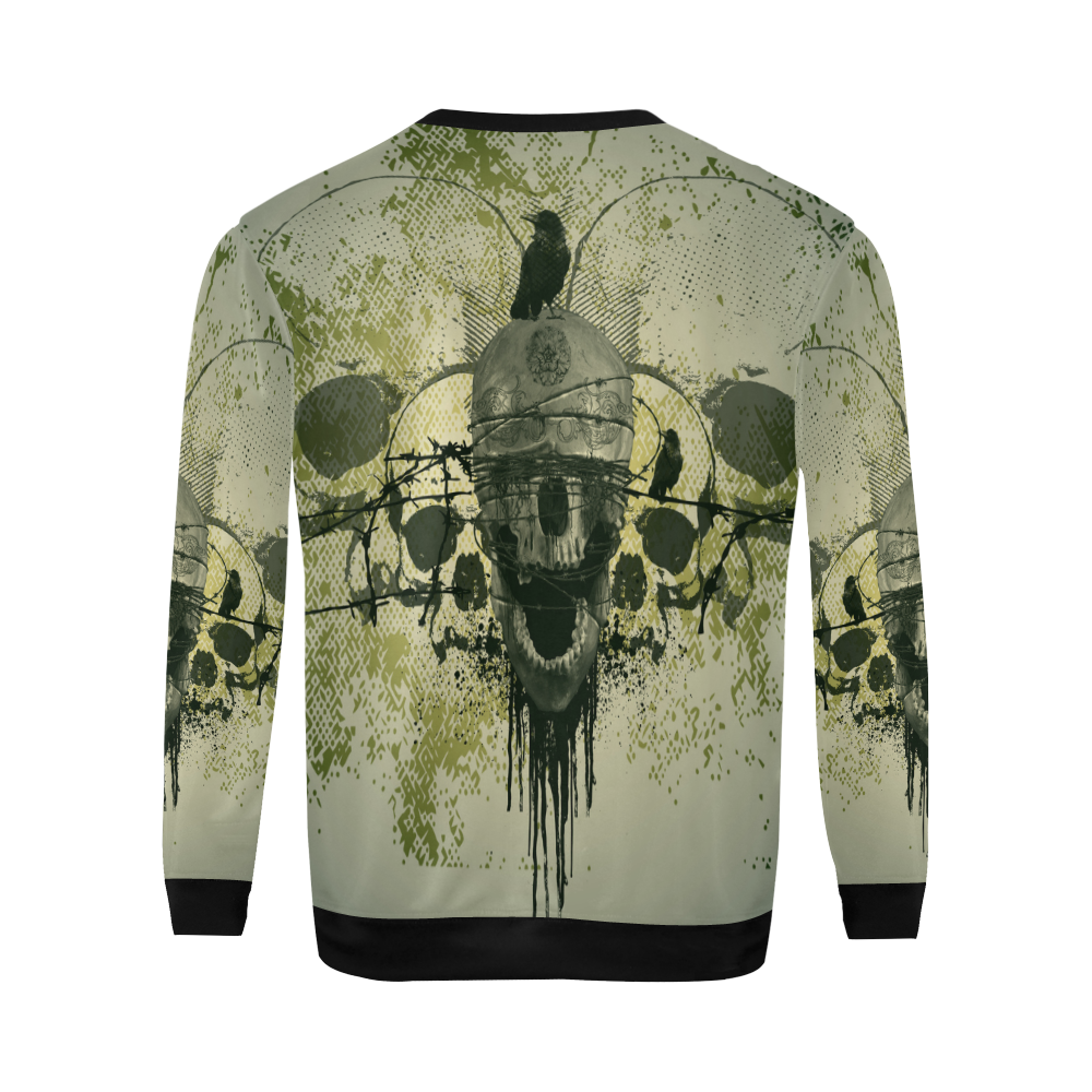 skullstacheldraht11 All Over Print Crewneck Sweatshirt for Men/Large (Model H18)