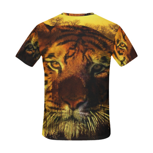 Tiger Face All Over Print T-Shirt for Men (USA Size) (Model T40)